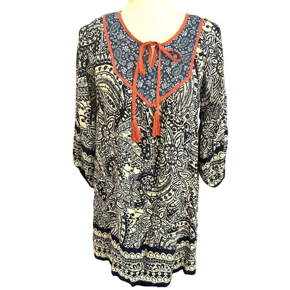 Flying Tomato Womens Tunic Paisley Boho Blouse Size Small